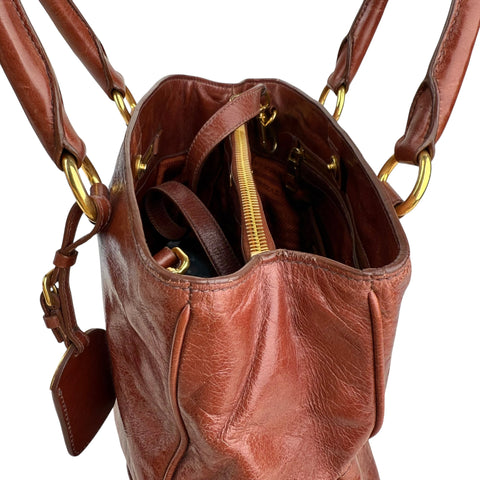 Prada Vitello Shine Tote Bag Palissandro