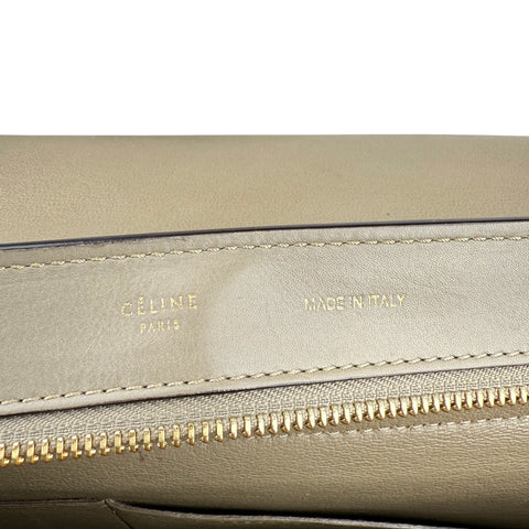 Celine Trapeze large model handbag in beige leather and beige suede