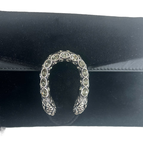 GUCCI Velvet Dionysus Mini Shoulder Bag – Black Suede Silver Chain