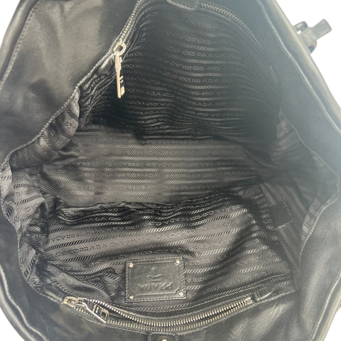 Prada Black Tessuto Nappa Waves Tote Bag