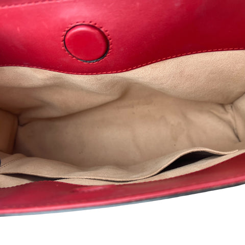 Gucci Red Smooth Calfskin Leather Nymphaea Medium Top Handle Bag