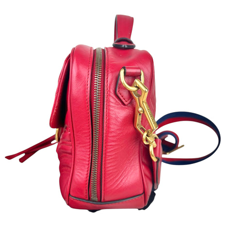 Gucci Medium GG Marmont Matelasse Chevron Top Handle Red