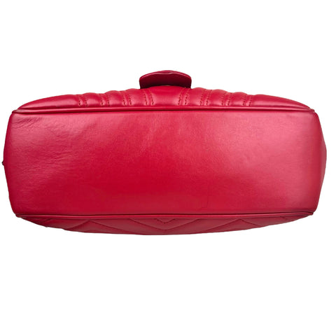 Gucci Medium GG Marmont Matelasse Chevron Top Handle Red