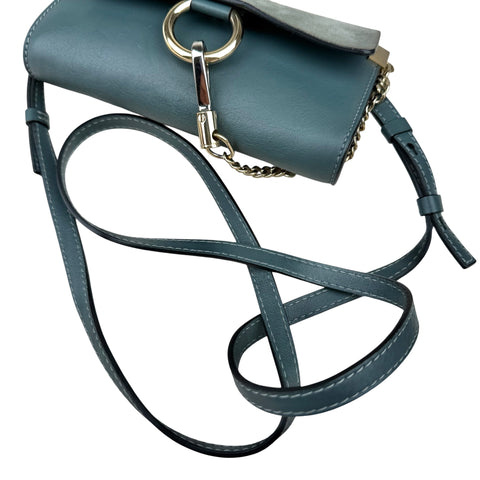 Chloe Blue Leather and Suede Mini Faye Crossbody Bag