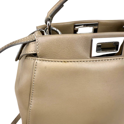 Fendi Peekaboo 2WAY Shoulder Bag Hand Bag Beige