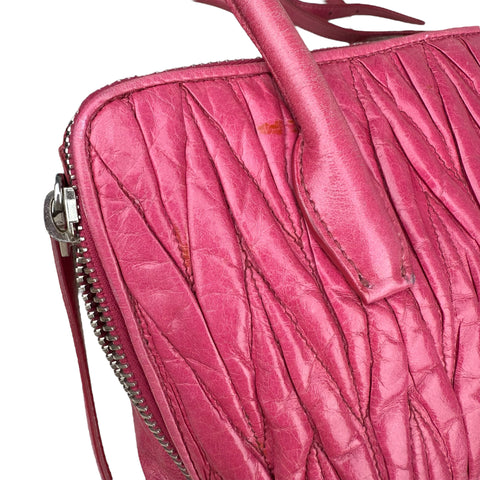 Miu Miu Pink Lambskin Leather Matelasse Shopping Bag