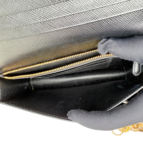 Prada Mini Bag Wallet on Chain Wristlet in Saffiano Noir
