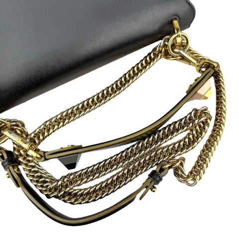 Fendi Dotcom Leather Shoulder Bag Black