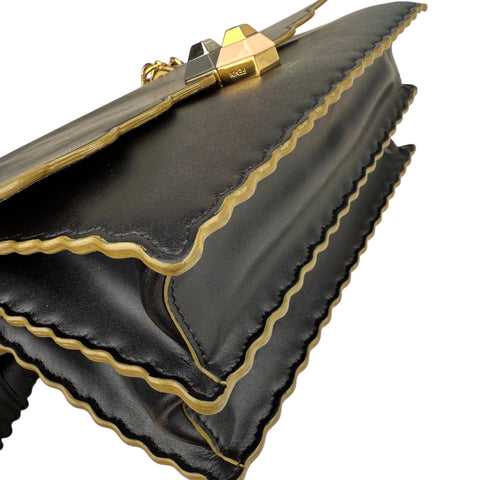 Fendi Dotcom Leather Shoulder Bag Black