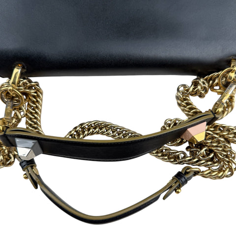 Fendi Dotcom Leather Shoulder Bag Black