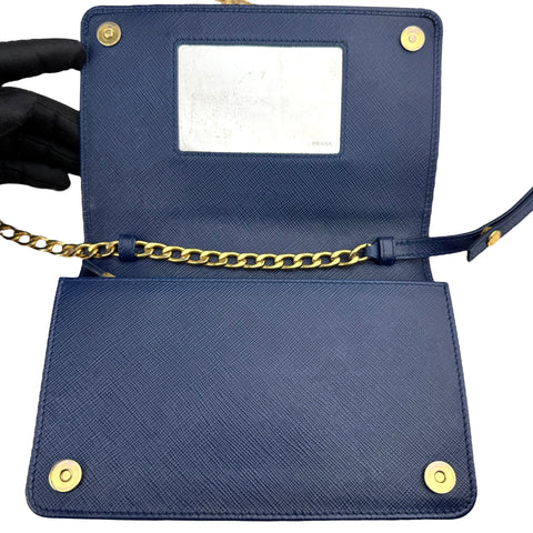 Prada Blue Saffiano Metal Shoulder Bag