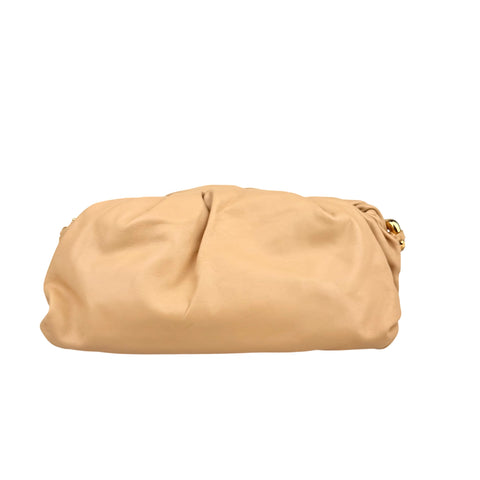 Bottega Veneta Chain Pouch Grained Clutch Almond Leather