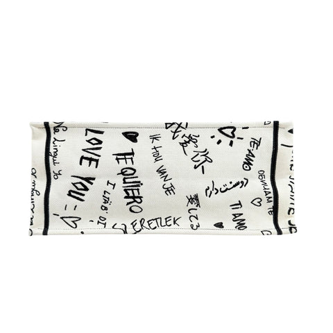 Dior White and Red Embroidered Canvas Dioramour Graffiti Book Tote