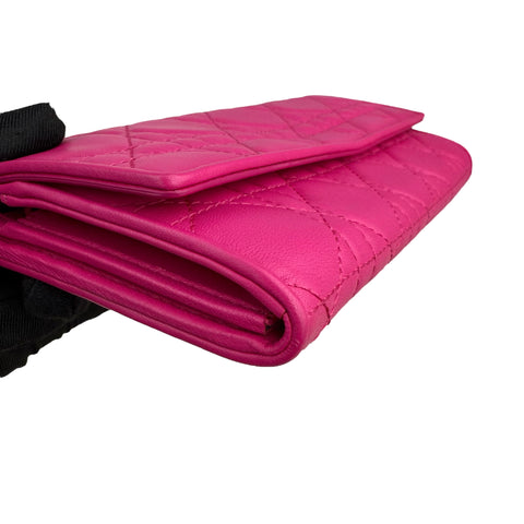 Dior Fuchsia Quilted Cannage Leather Lady Dior Wallet on Chain Bag