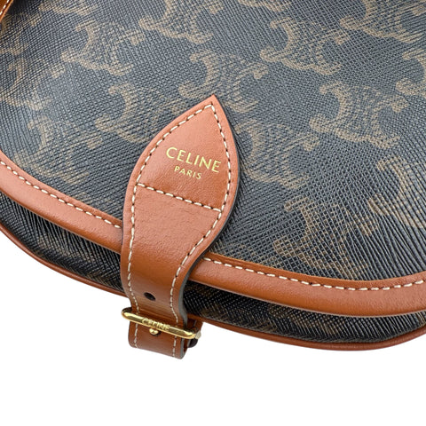 Celine Triomphe Canvas Medium Folco Bag Tan