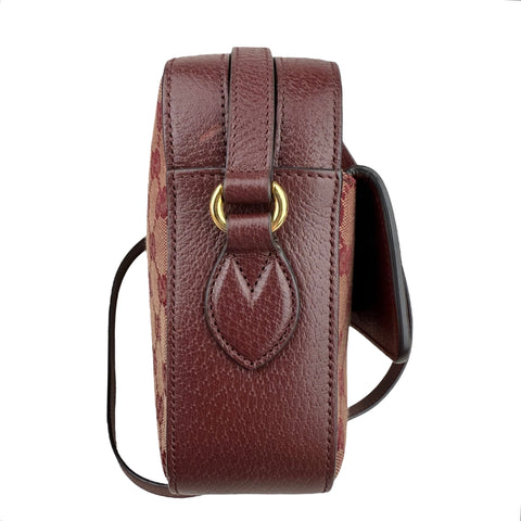 Gucci Horsebit 1955 Burgundy GG Canvas Flap Pocket Camera Crossbody