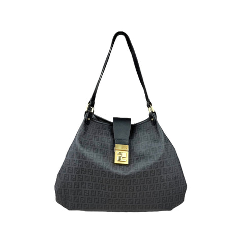 Fendi Black Zucca Coated Canvas Tote