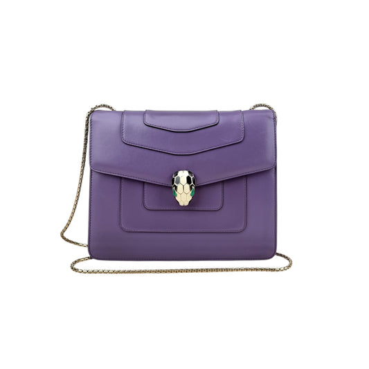 Bvlgari Calfskin Serpenti Crossbody Bag in Purple