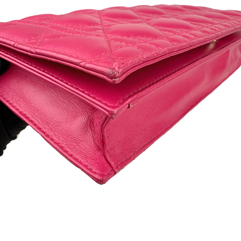 Dior Lambskin Cannage Lady Dior Wallet On Chain crossbo