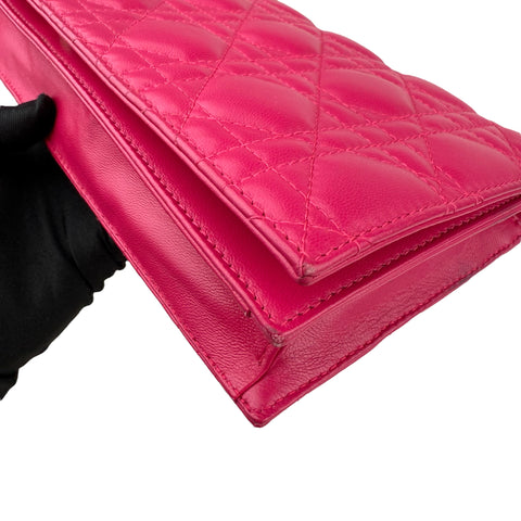 Dior Lambskin Cannage Lady Dior Wallet On Chain crossbo
