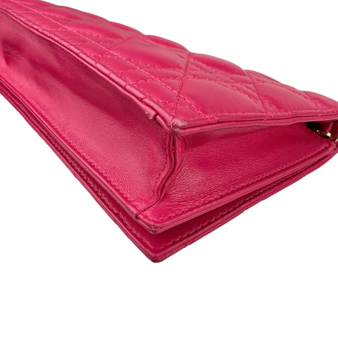 Dior Lambskin Cannage Lady Dior Wallet On Chain crossbo
