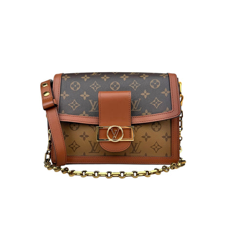 Louis Vuitton LV Dauphine MM Shoulder Bag Monogram Reverse Brown