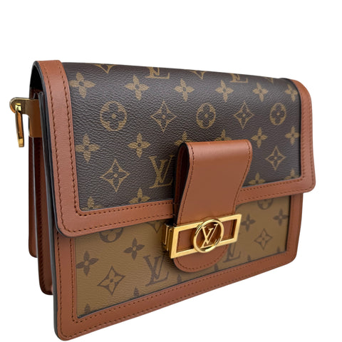 Louis Vuitton LV Dauphine MM Shoulder Bag Monogram Reverse Brown