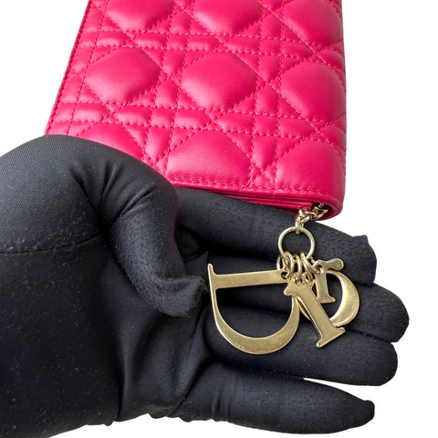 Dior Lambskin Cannage Lady Dior Wallet On Chain crossbo