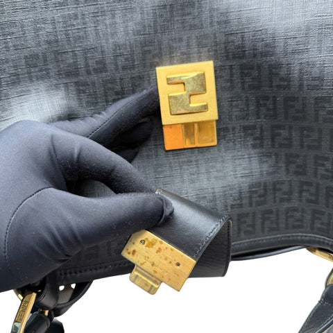 Fendi Black Zucca Coated Canvas Tote