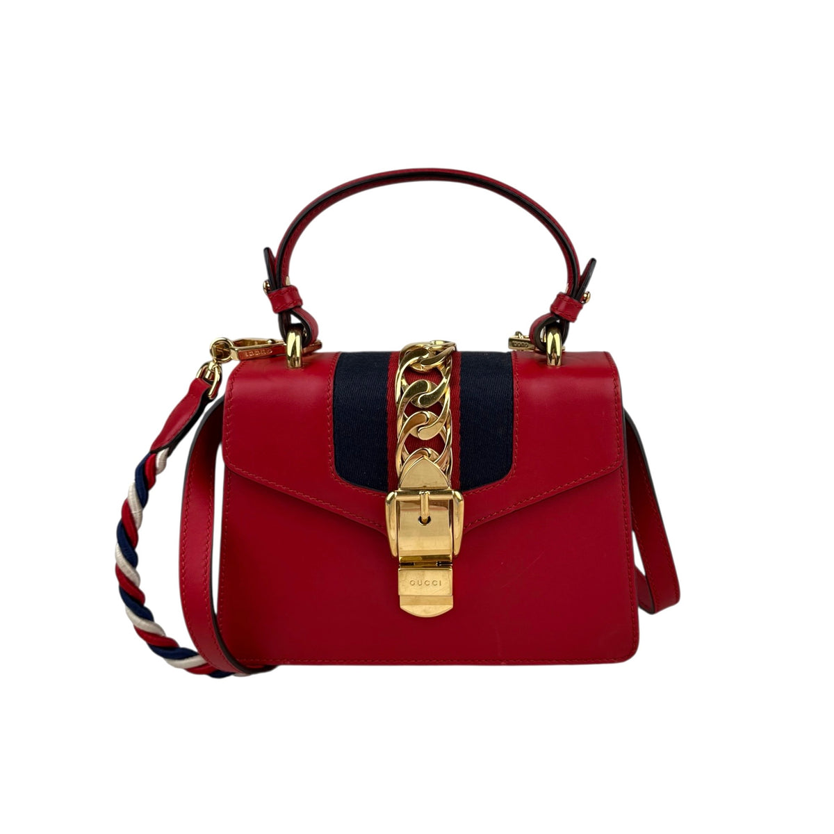 Gucci Sylvie Chain  Mini  Red Leather