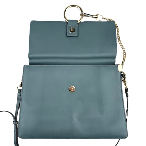Chloe Blue Leather Suede Faye Medium Shoulder Bag