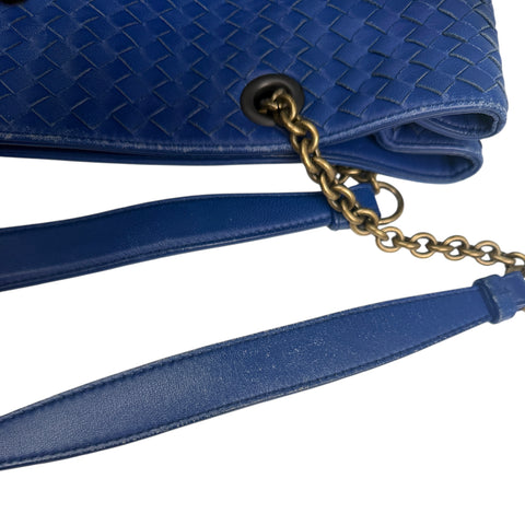 Bottega Veneta Blue Medium Nappa Intrecciato Double Chain Tote