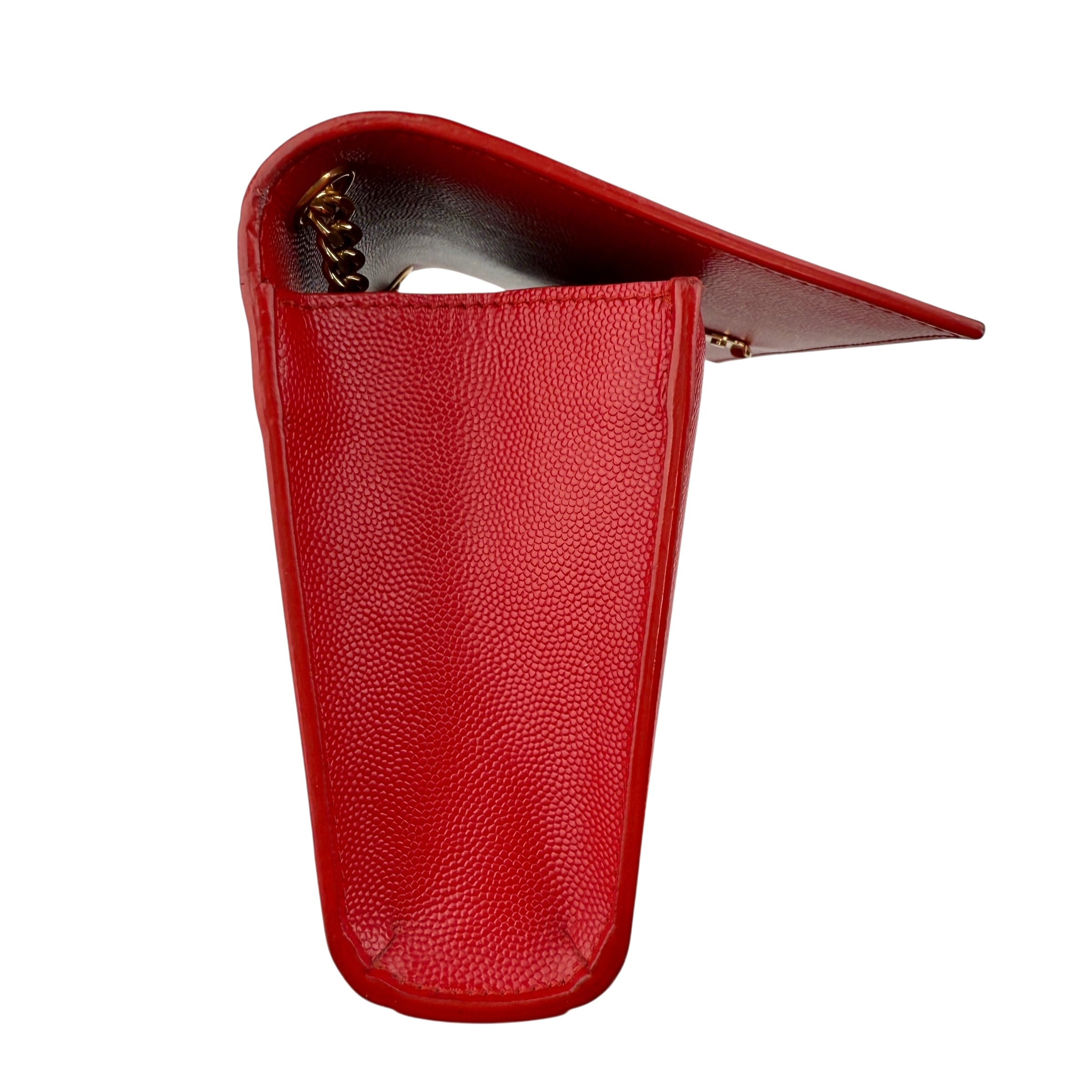 Saint Laurent Kate Monogramme red leather handbag detail view