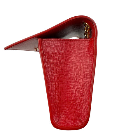 Saint Laurent Kate Monogramme red leather handbag detail view