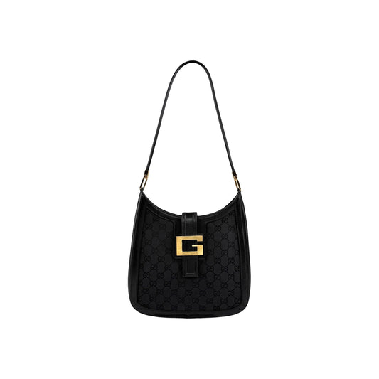 Gucci Black Canvas Aphrodite Logo Shoulder Bag