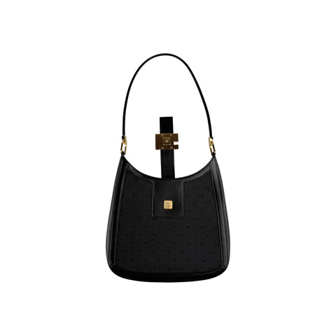 Gucci Black Canvas Aphrodite Logo Shoulder Bag