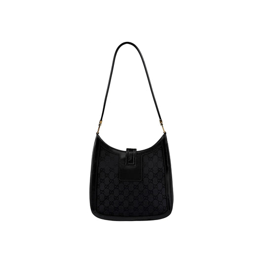 Gucci Black Canvas Aphrodite Logo Shoulder Bag