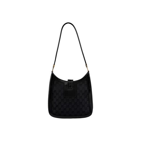 Gucci Black Canvas Aphrodite Logo Shoulder Bag