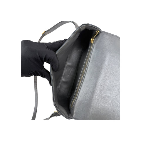 Celine Grey Crocodile-Embossed Leather Tassels Bag