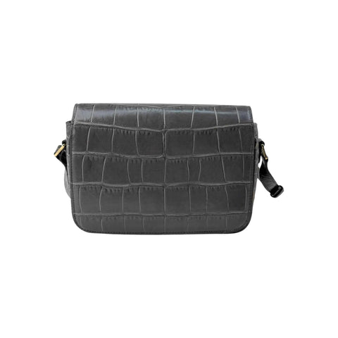 Celine Grey Crocodile-Embossed Leather Tassels Bag