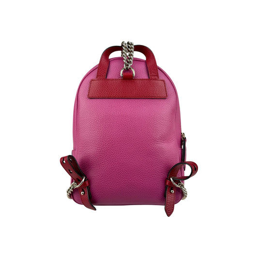 Gucci Soho Pink Red Pebbled Leather Color block Gold Tone Chain Strap Backpack