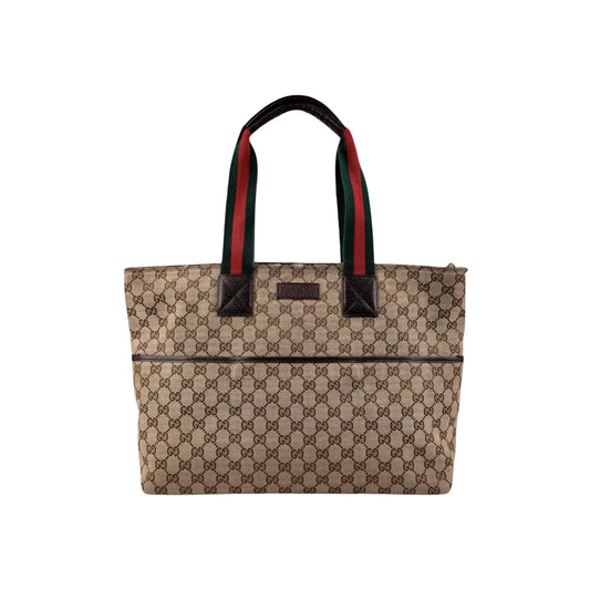 Gucci Beige/Ebony GG Canvas Diaper Bag Tote Bag