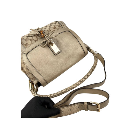 Gucci Beige/Metallic GG Canvas and Leather Medium Bella Shoulder Bag