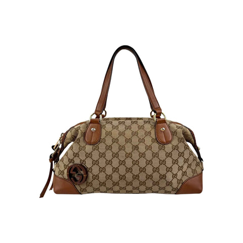 Gucci Brown GG Canvas Boston Shoulder Bag