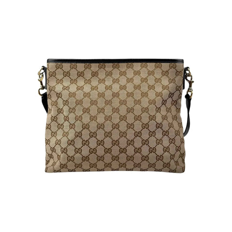Gucci Beige Ebony GG Canvas and Leather Messenger Bag