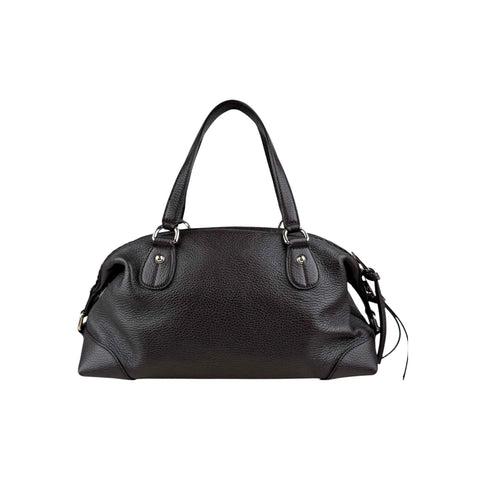 Gucci Black Leather Twill Top Handle Bag