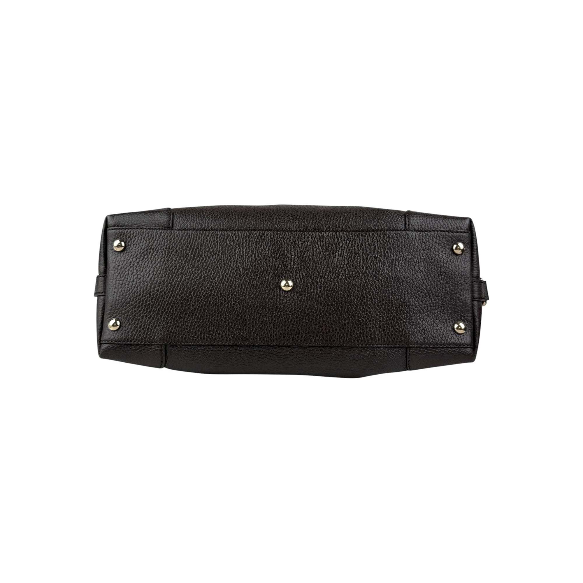 Gucci Black Leather Twill Top Handle Bag