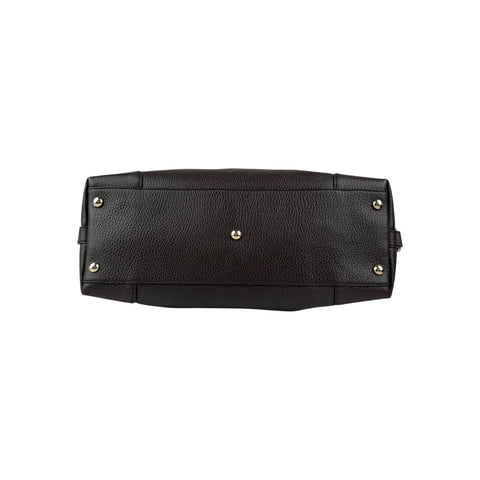 Gucci Black Leather Twill Top Handle Bag