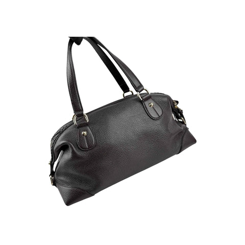 Gucci Black Leather Twill Top Handle Bag
