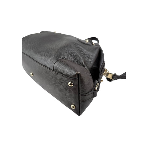 Gucci Black Leather Twill Top Handle Bag